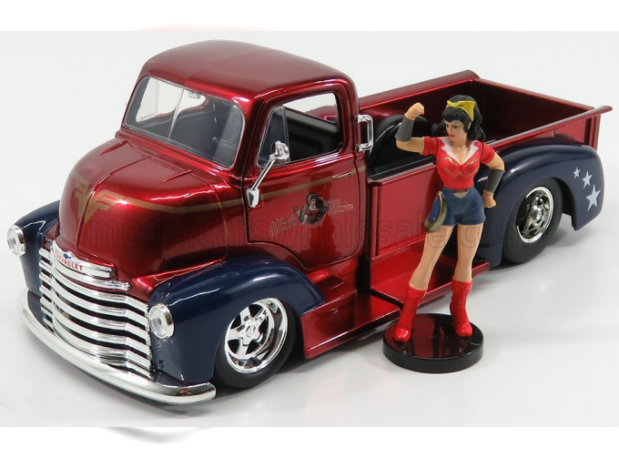 CHEVROLET Coe Pick-up Custom (1952) With Wonder Woman Figure, Red Met Blue