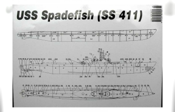 Сборная бумажная модель US submarine USS Spadefish