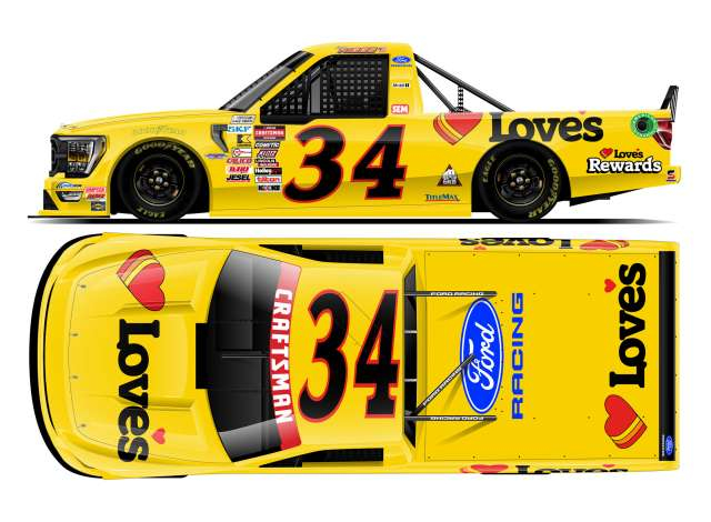 Ford F-150 #34 Layne Riggs *Loveâ€™s*, yellow/red/black 2026