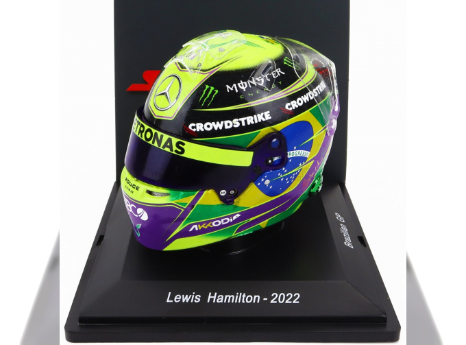 BELL HELMET F1 Casco Helmet Mercedes Gp W13e Team Mercedes-amg Petronas F1 N44 Brazilian Gp (2022) Lewis Hamilton, Yellow Green