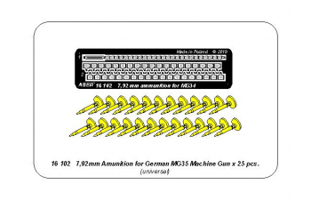 7,92 mm Amunition for German MG34 Machine Gun x 25 pcs.