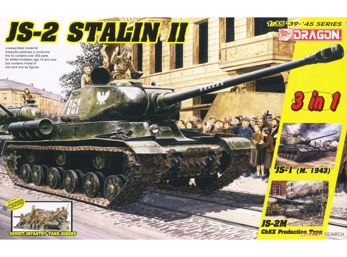 Сборная модель JS-2 Stalin II + Soviet Infantry Tank Riders (3 in 1)