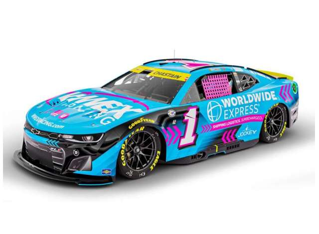CHEVROLET Camaro ZL1 #1 Ross Chastain *Worldwide Express Pink* Color Chrome, blue/pink 2023