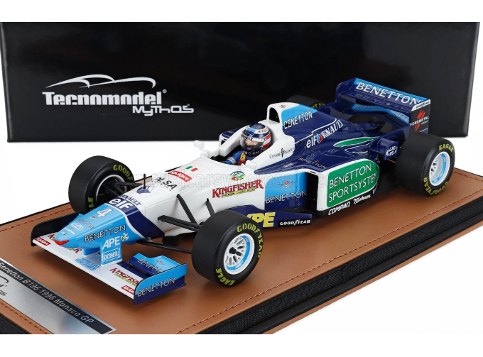 BENETTON F1 B196 Team Renault Mild Seven №4 Monaco Gp (with Pilot Figure) (1996) Gerhard Berger, White Light Blue Green