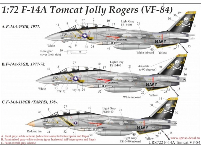 Декаль для F-14A Tomcat VF-84 Jolly Rogers