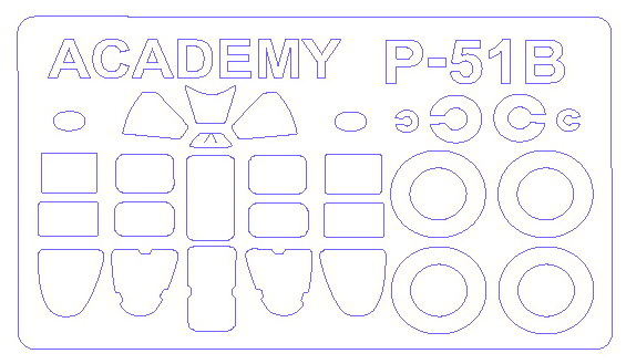 Маска окрасочная на P-51B Mustang "North Africa" (артикул 12401) + маски на диски и колеса