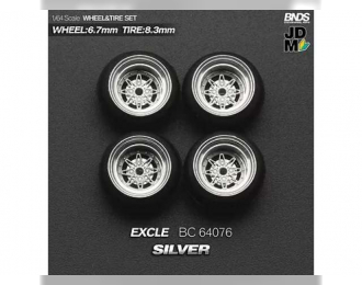 Excle Alloy Wheel & Rim set, silver/chrome