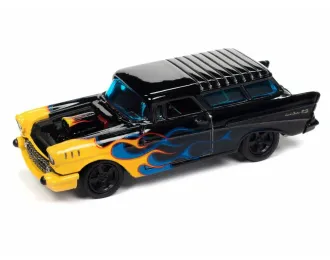 CHEVROLET Nomad Black with Flames (1957), gloss black with yellow & blue flames