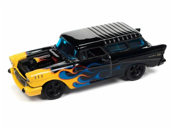 CHEVROLET Nomad Black with Flames (1957), gloss black with yellow & blue flames