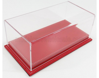 VETRINA DISPLAY BOX Molhouse Base In Pelle Rossa - Leather Base Red - Lungh.lenght Cm 23 X Largh.width Cm 12 X Alt.height Cm 8.5 (altezza Interna 6.7 Cm ), Plastic Display