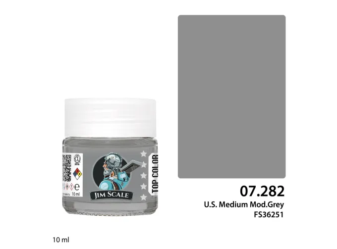 Краска спиртовая Jim Scale: Спиртовая краска для сборных моделей Jim Scale: U.S. Medium Mod.Gray FS 36251, 10мл
