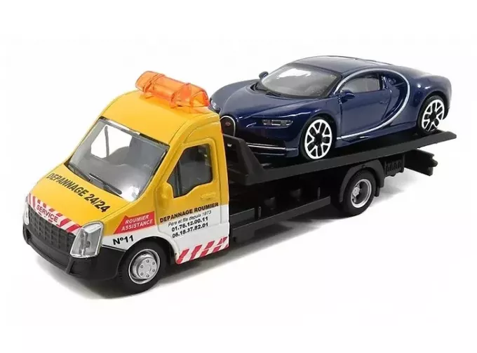 IVECO Daily Transporter, yellow + BUGATTI Chiron (blue)
