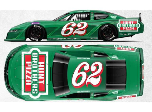 Chevrolet Late Model #62 Keelan Harvick *Hunt Brothers Pizza*, green/white/red 2025