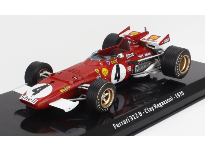 FERRARI F1 312b №4 Season (1970) Clay Regazzoni - Con Vetrina - With Showcase, Red White