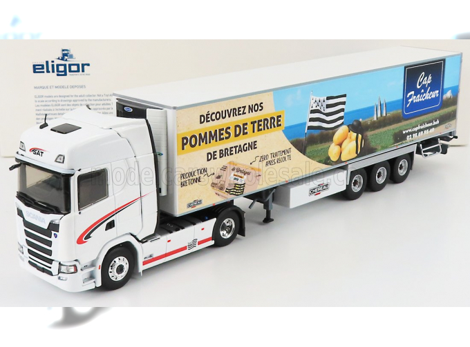 SCANIA S500 Truck Semi-frigo Leroux Transport (2016), White Beige Blue