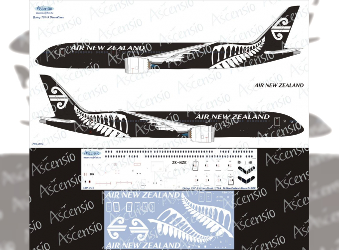 Декаль на самолёт боенг 787-9 (Air New Zealand(Black))