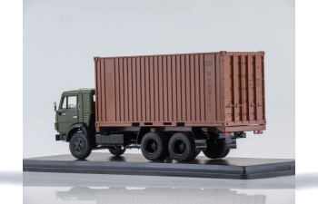 Камский грузовик 53212 с 20-футовым контейнером, зеленый / коричневый