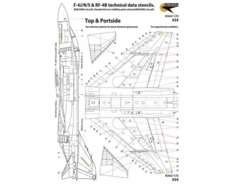 Декаль F-4J/N/S & RF-4B technical data stencils. USN/USMC aircraft. Standard & Low visibility paint scheme. For 3 Aircraft