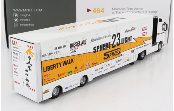 MERCEDES-BENZ Actros 2 Gigaspace 1851 Car Transporter Lb Racing (2016) With Nissan Silvia (s15) Coupe №23 Formula Drift Japan (2021) T.hibino, White Yellow