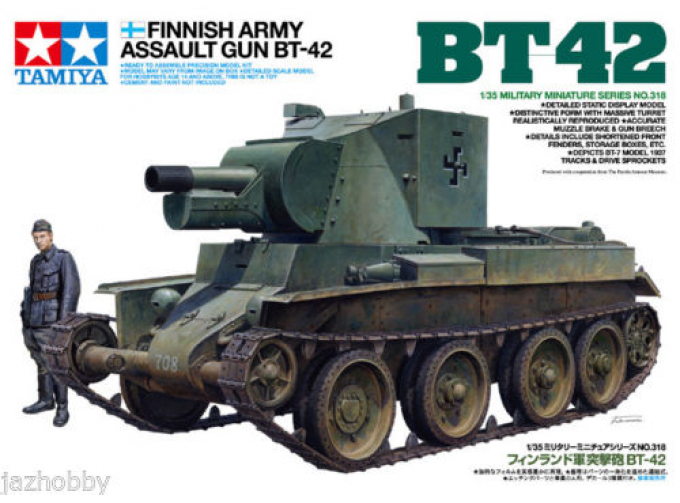 Сборная модель Финское штурмовое орудие БТ-42 на базе трофейного советского танка БТ-7, с набором фототравления и фигурой танкиста