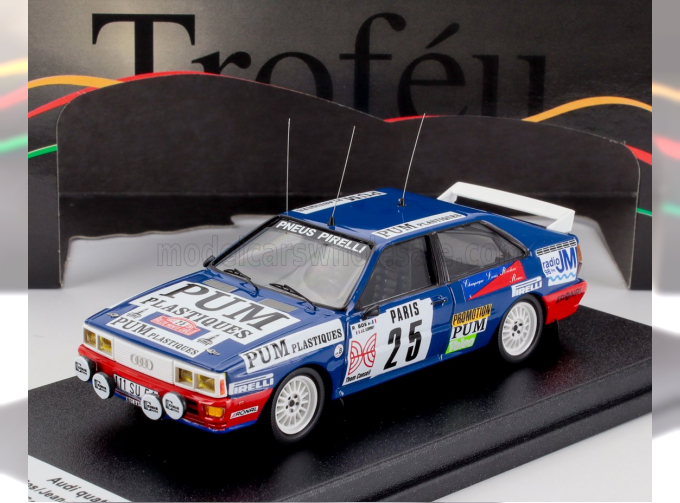 AUDI Quattro (night Version) №25 Rally Montecarlo (1985) Pierre Bos - Jean Claude Leuvrey, Blue White Red
