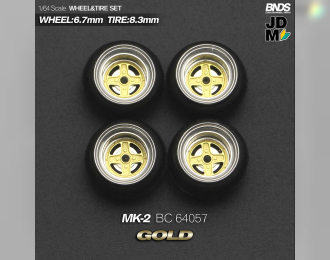 MK-2 Alloy Wheel & Rim set, gold/chrome