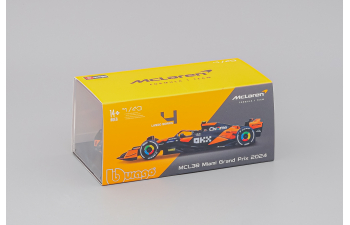 McLAREN F1 Mcl38 Team Mclaren №4 Winner Miami Gp (2024) First F1 Victory Lando Norris - With Pilot And Showcase, orange / black