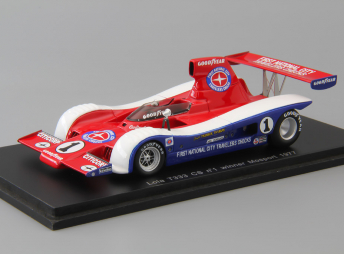 LOLA T333 Cs Patrick Tambay Ganador Mosport (1977), red / blue