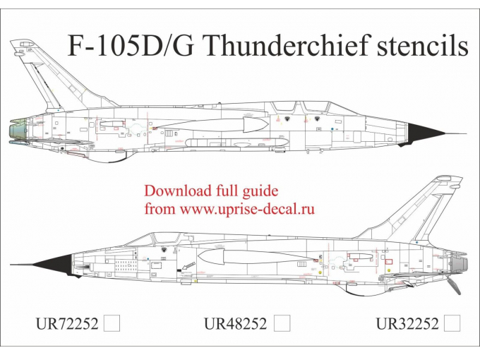 Декаль для F-105D/G Thunderchief тех. надписи