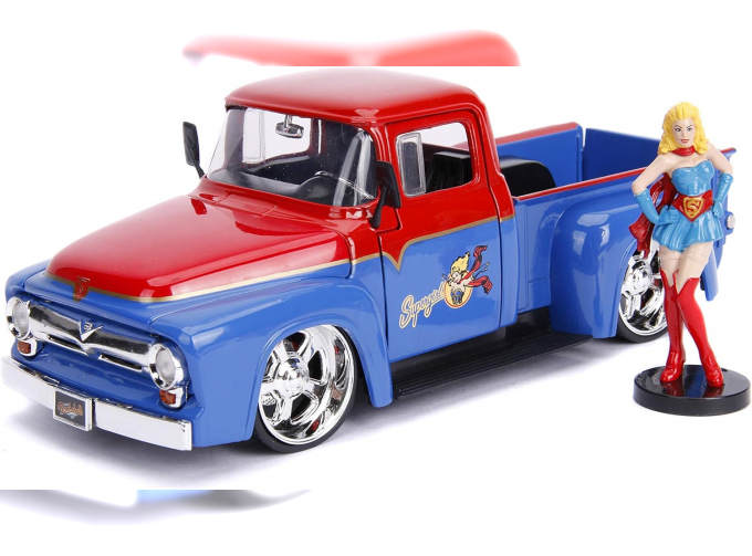 FORD F-100 Truck (1952), красный с синим, с фигуркой Супергерл