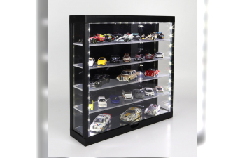 VETRINA DISPLAY BOX Espositore Black - For Auto 15 X 1/43 - 35 X 1/64 - Cars Not Included - Lungh.lenght Cm 38.5 X Largh.width Cm 9.0 X Alt.height Cm 37.5 (altezza Utile Tra I Ripiani Cm 6.5 Inner Height Among Shelves), Black