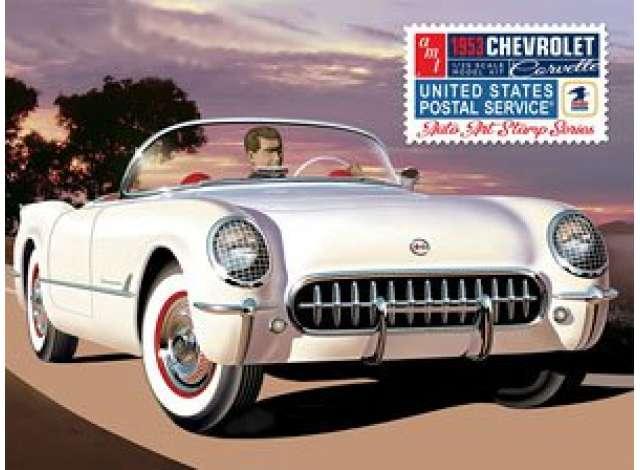 Сборная модель Chevrolet Corvette (USPS Stamp Series), plastic modelkit, white 1953