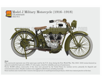 Сборная модель военный мотоцикл US Model J, 1916-1918 гг.