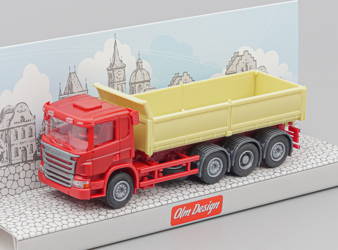 SCANIA P 8х2/4 самосвал с стальными бортами, вишнёвый / фисташковый