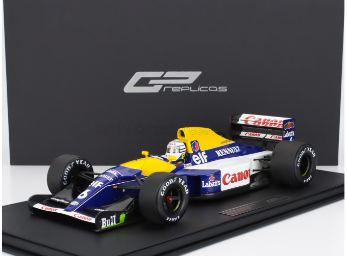WILLIAMS F1 Fw14b Renault №6 2nd British Gp (with Pilot Figure) (1992) Ricardo Patrese, Blue Yellow White