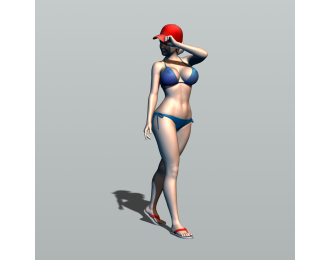 Фигура Пляжница в кепке, окрашенная, окрашенная