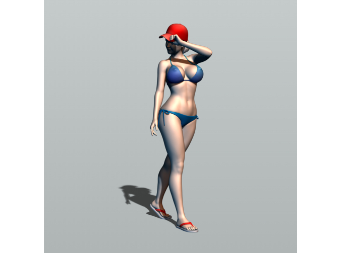 Фигура Пляжница в кепке, окрашенная, окрашенная