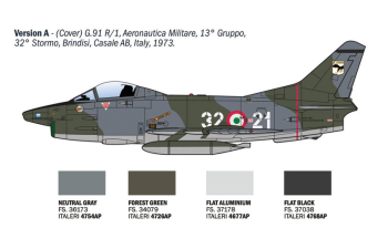 Сборная модель FIAT G91r Military Airplane 1967 - Aereonautica Militare Italiana - Italian Air Force