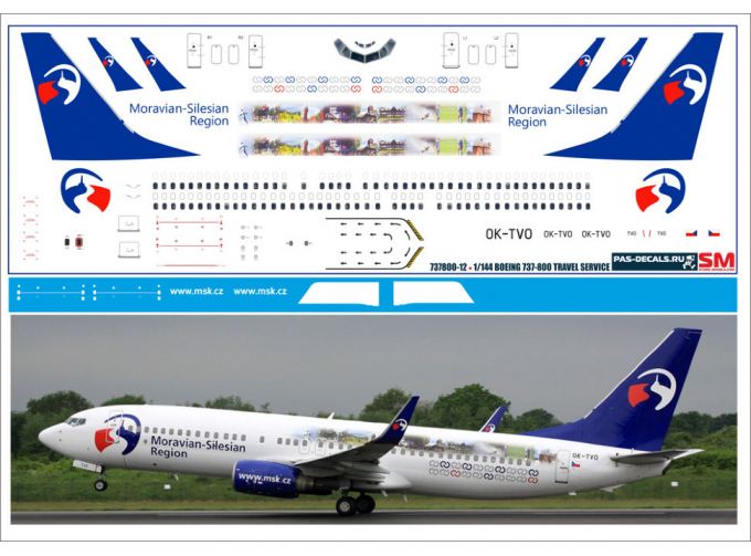 Декаль на Boeng 737-800 Travel Service msk cz