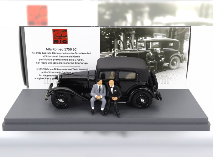 ALFA ROMEO 1750 6c With Gabriele D'annunzio And Tazio Nuvolari Figures (1932), Black