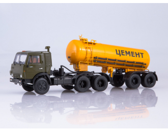 Камский грузовик 54112 с полуприцепом-цементовозом ТЦ-11, хаки / оранжевый