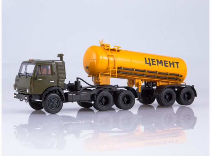 Камский грузовик 54112 с полуприцепом-цементовозом ТЦ-11, хаки / оранжевый