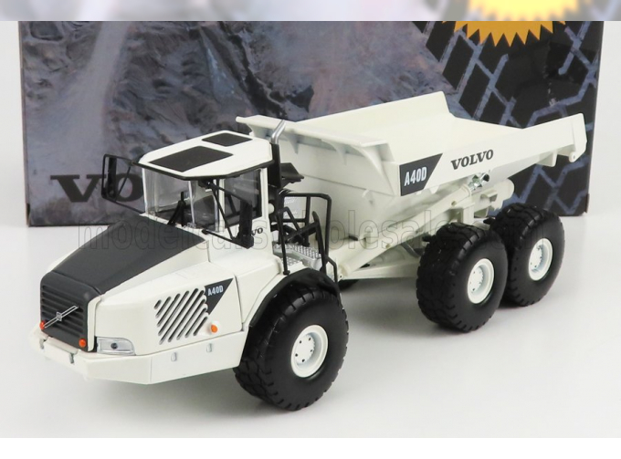 RC VOLVO A40d Truck Cassonato Ribaltabile Cava Mineraria Tractor 3-assi (2001), White Black