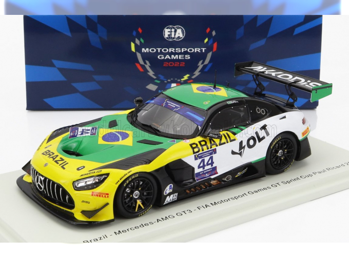 MERCEDES BENZ Amg Gt3 Team Brazil N44 Fia Motorsport Games Sprint Cup Paul Richard (2022) B.Baptista, White Yellow Green