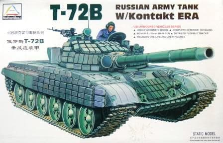 Сборная модель Танк Russian Army Tank Т-72B w/Kontakt ERA с эл. двигателем