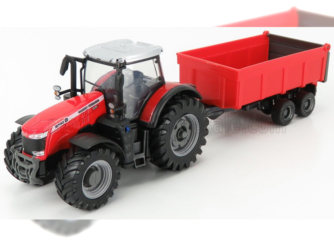 MASSEY FERGUSON 8740s Tractor With Tipping Trailer, Red