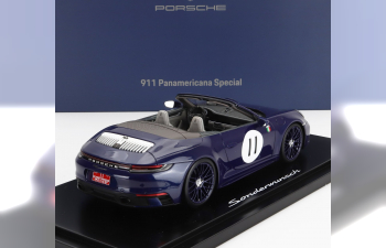 PORSCHE 911 992 Carrera S Cabriolet Open №11 (2024) - La Carrera Panamericana 1952 - Con Vetrina - With Showcase, Blue