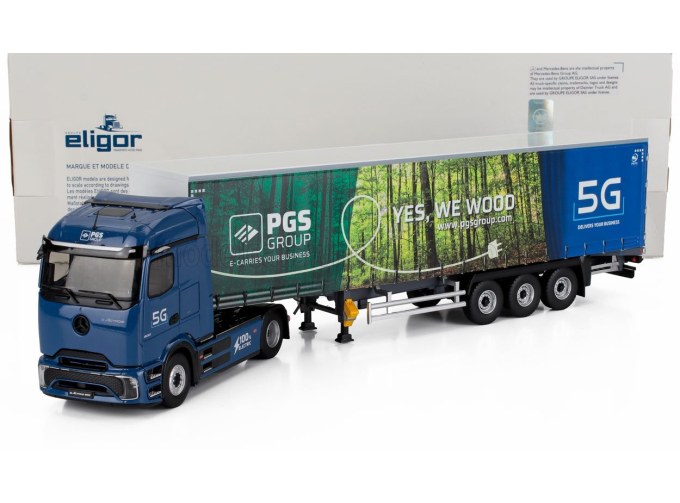 MERCEDES-BENZ E-actros 600 Truck Telonato Pgs Group Transports (2024), Blue Green