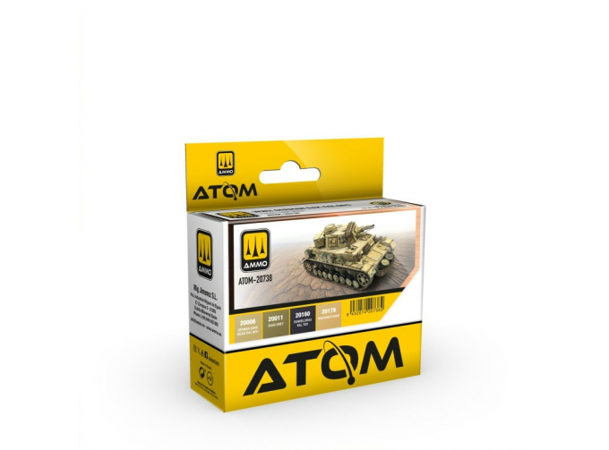 Набор акриловых красок ATOM цвета Немецкого африканского корпуса времен Второй мировой / D.A.K Colors WWII Set