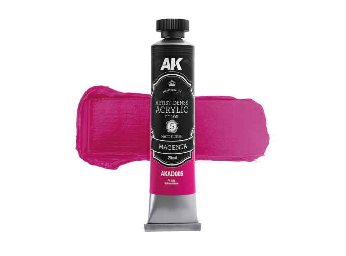 Краска акриловая ARTISTIC DENSE в тюбике - Пурпурный / MAGENTA – ARTISTIC DENSE ACRYLIC COLOR, 20 мл